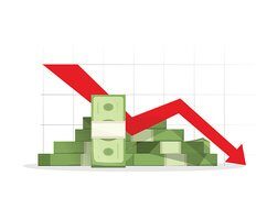 91228591-pile-of-cash-red-recession-graph-with-downward-arrow